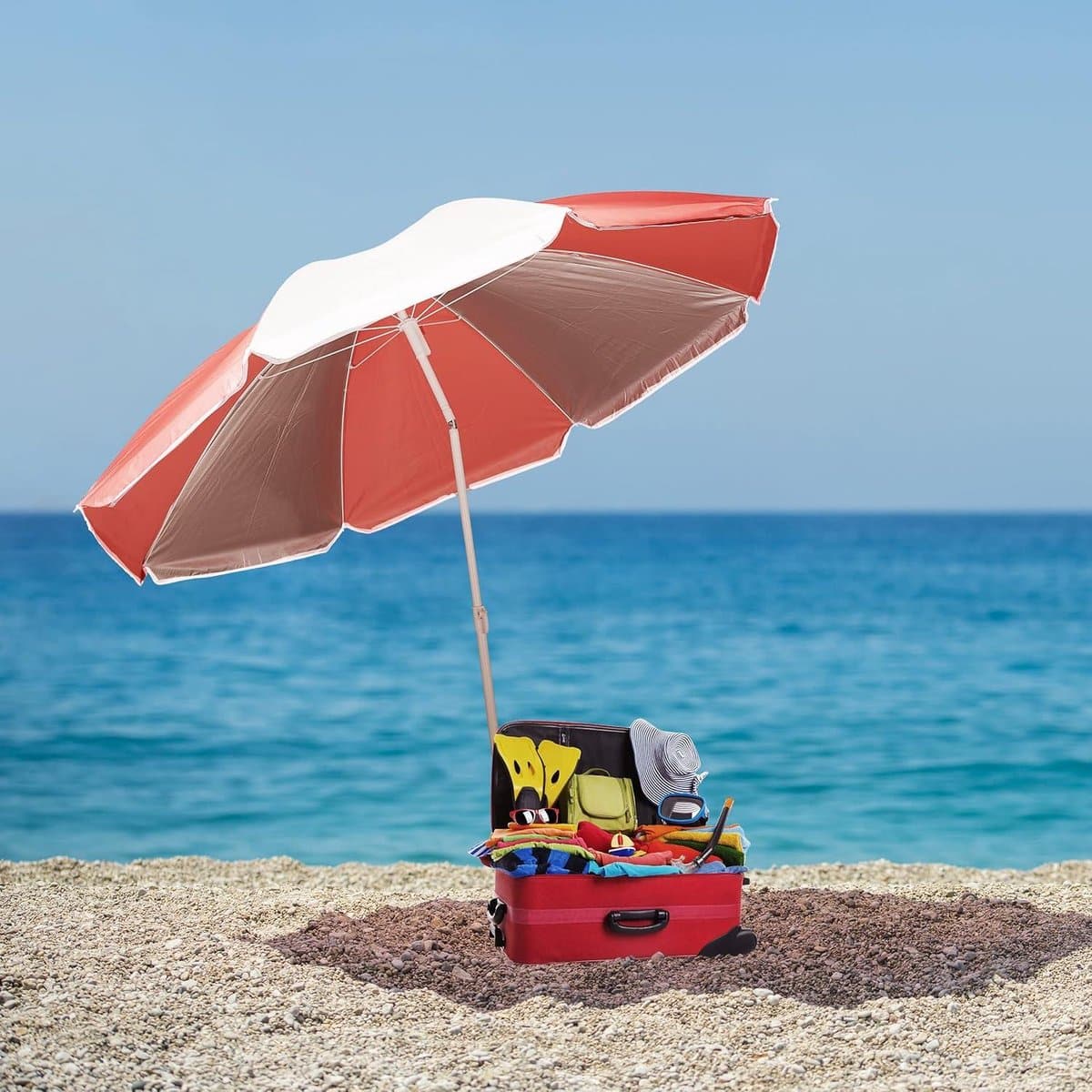verstelbare en kantelbare parasol Ø 160cm met uv bescherming grijs/felroze