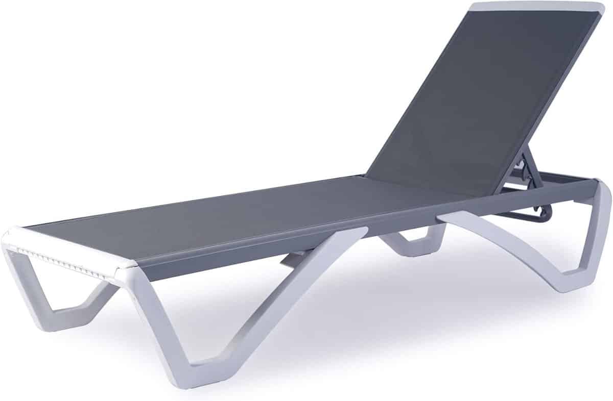 verstelbare lounge stoel met aluminium frame en polypropyleen poten