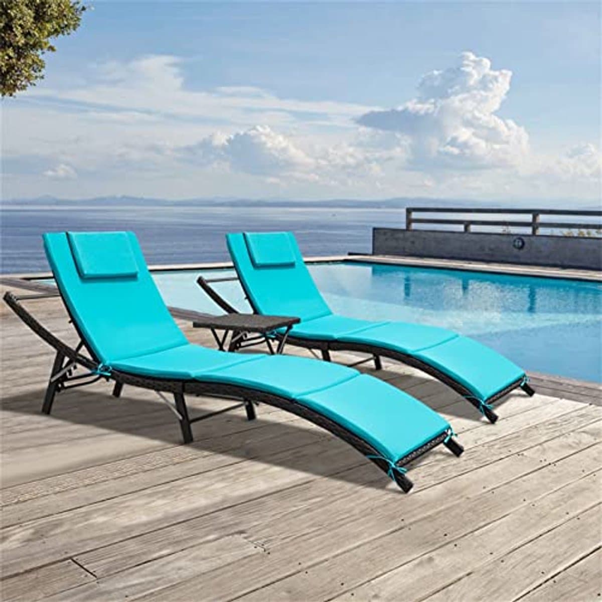 verstelbare patio chaise lounge set moderne tuinmeubelen met klaptafel