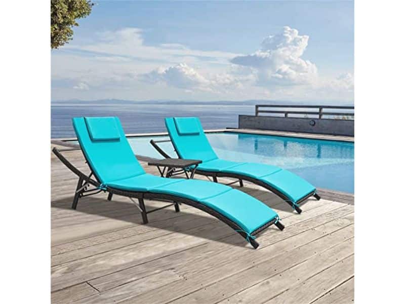 Verstelbare Patio Chaise Lounge Set - Moderne Tuinmeubelen met Klaptafel