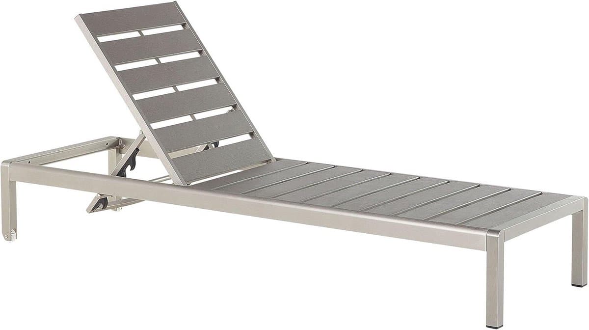 verstelbare tuinligstoel grijs aluminium comfortabel ligbed buiten