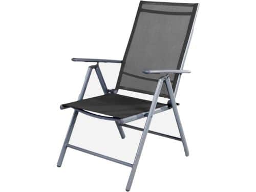 Verstelbare tuinstoel met hoge rugleuning, weerbestendig aluminium en eenvoudig inklapbaar