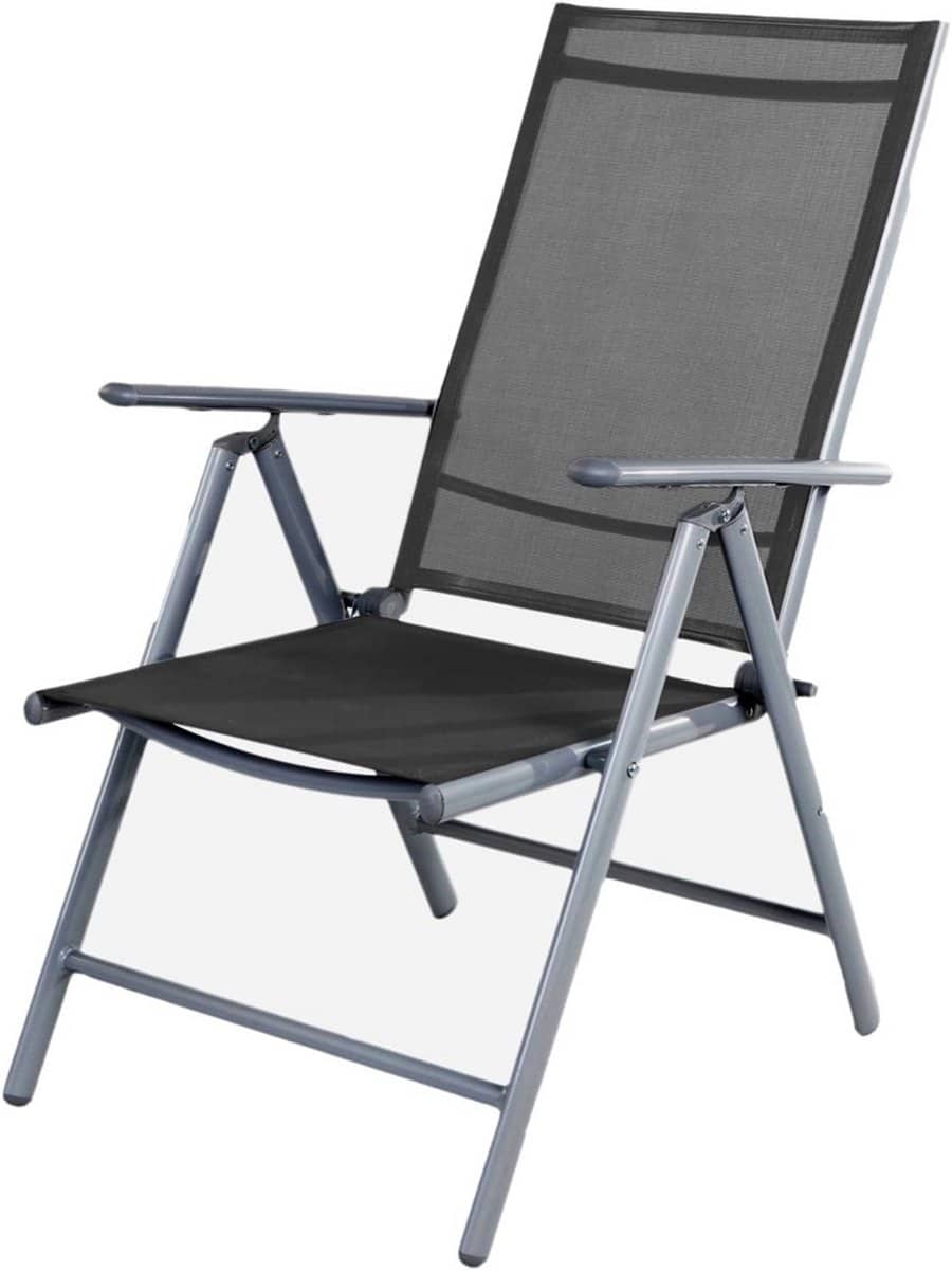 verstelbare tuinstoel met hoge rugleuning, weerbestendig aluminium en eenvoudig inklapbaar