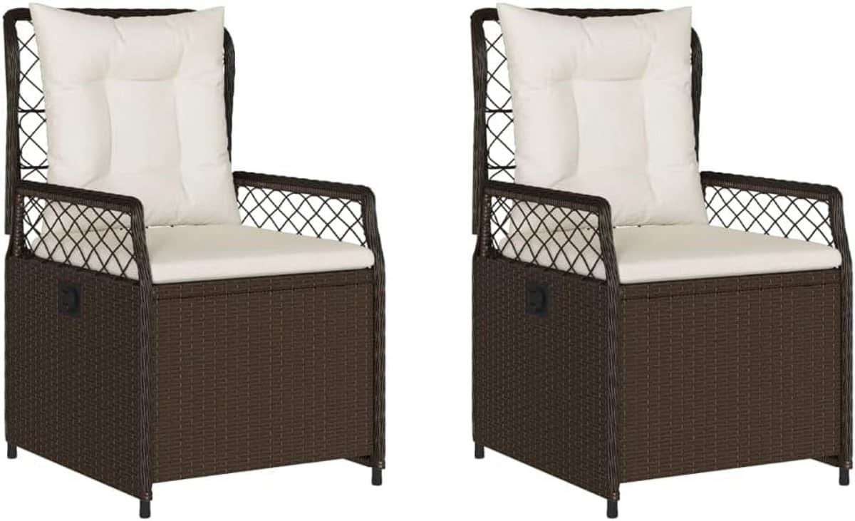 verstelbare tuinstoelen 2 stuks poly rattan bruin voor terras en