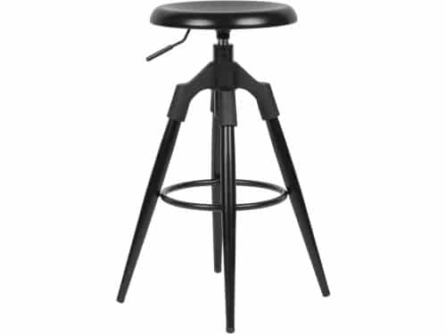 Verstelbare Zwarte Barkruk Industrieel Stijl Zonder Rugleuning Draaibaar