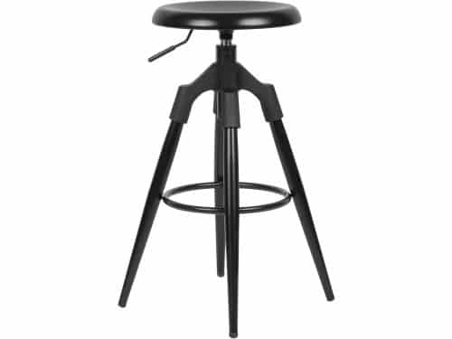Verstelbare Zwarte Barkruk Industrieel Stijl Zonder Rugleuning Draaibaar