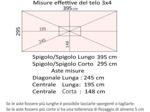 Vervangend waterdicht zeil voor zweefparasol 3x4 cm met 8 ribben