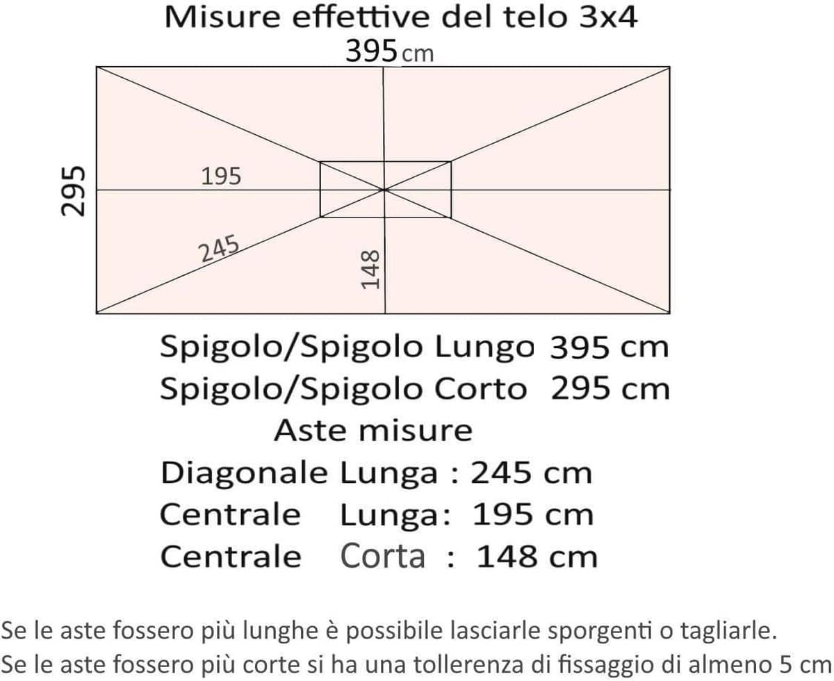 vervangend waterdicht zeil voor zweefparasol 3×4 cm met 8 ribben