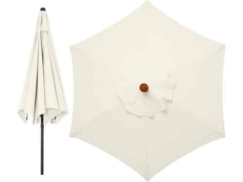 Vervangingsdoek Parasol 3m - Parasolhoes voor 6 Ribben - Crèmewit