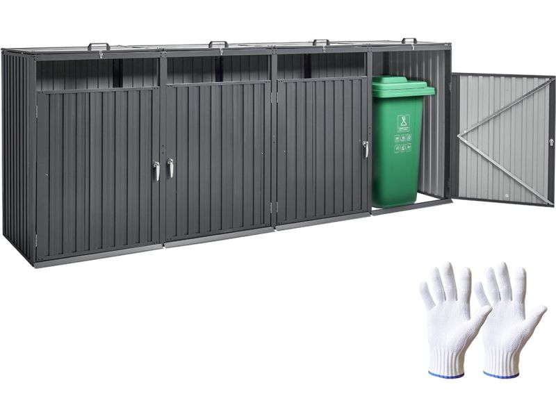 VEVOR Afvalbak Box Afvalbak Huis Afvalbak Deksel Afvalcontainer 4x 240l