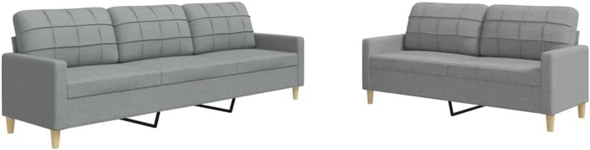 vidaxl 2 delige loungeset stof lichtgrijs, bankenset, tv stoel, fauteuil