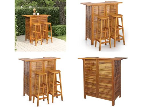 vidaXL 3-delige Tuinbarset massief acaciahout - Tuinbarset - Tuinbarsets