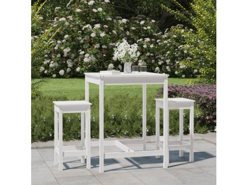 vidaXL 3-delige TuinTuinbarset massief grenenhout wit - Barset - Barsets