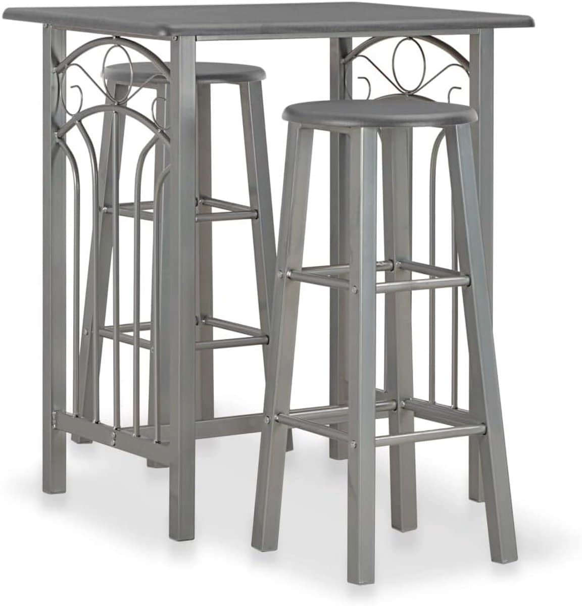 vidaxl 3 piece barset wood and steel anthracite