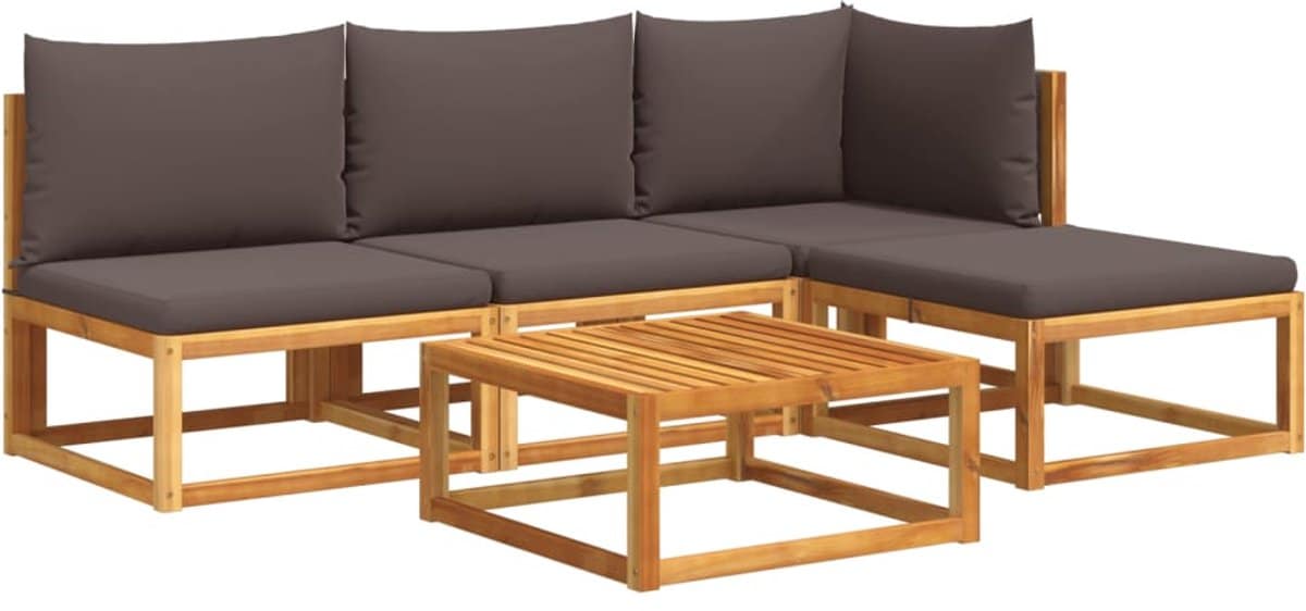 vidaxl 5 delige loungeset acaciahout grijs hoeken bank lounge