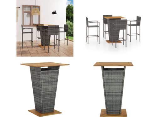 vidaXL 5-delige Tuinbarset grijs - Barset - Barsets - Tuinbarset