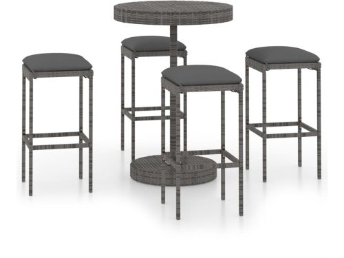 vidaXL 5-delige Tuinbarset met kussens - Grijs Tuinbarset - Barset