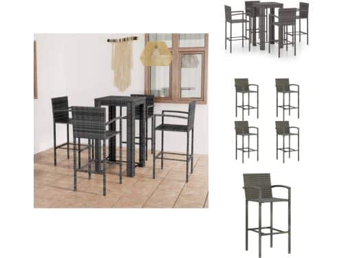 vidaXL 5-delige Tuinbarset poly rattan grijs Tuinbarset - Barset