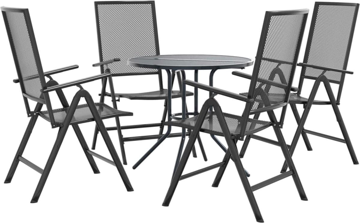 vidaxl 5 delige tuinset verstelbaar gepoedercoat