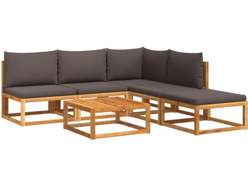 vidaXL 6-delige Loungeset - Acaciahout - Inclusief Kussens Hoeken Bank