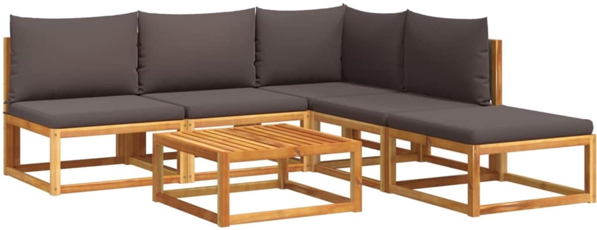 vidaxl 6 delige loungeset acaciahout inclusief kussens hoeken bank
