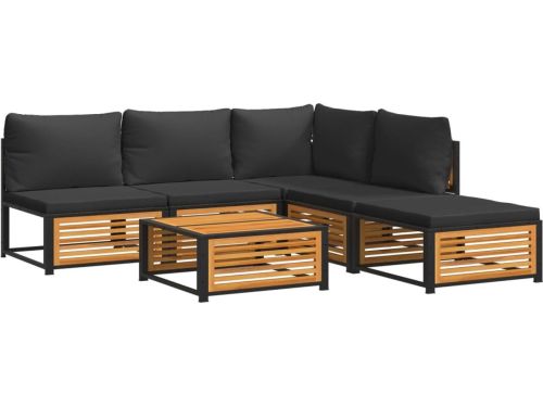 vidaXL 6-delige Loungeset Acaciahout met Kussens Hoeken Bank