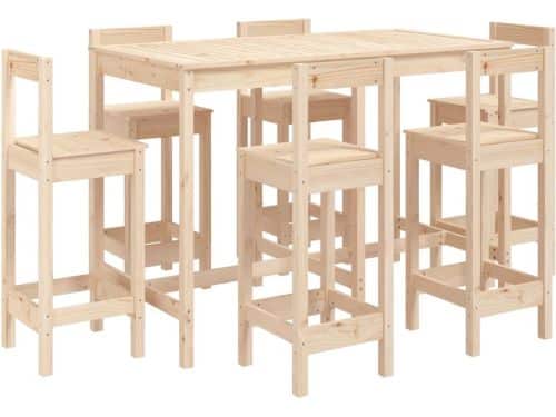 vidaXL - 7-delige - Barset - massief - grenenhout