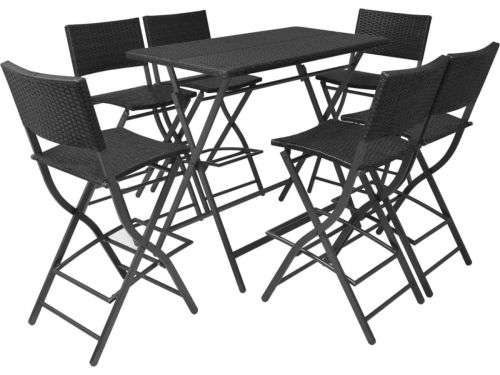 vidaXL 7-delige Tuinset Inklapbaar Staal Rattan Barset - Buitendecor