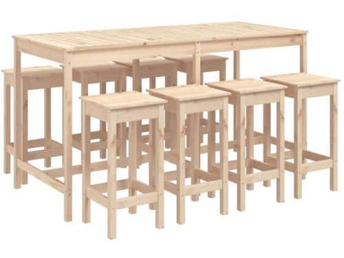 vidaXL 9-delige Tuinbarset van massief grenenhout Houten Barset