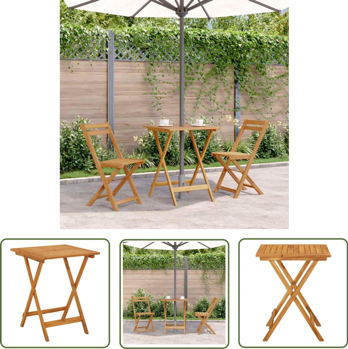 vidaxl acacia hout tuin tafel tuintafel inklapbaar 60x60x75