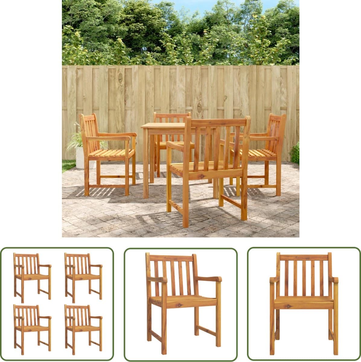 vidaxl acacia hout tuinstoelen tuinstoelen 4 st 56×55