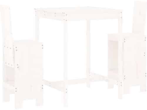 vidaXL Barset - 3-delig - Massief Grenenhout - Wit Barset