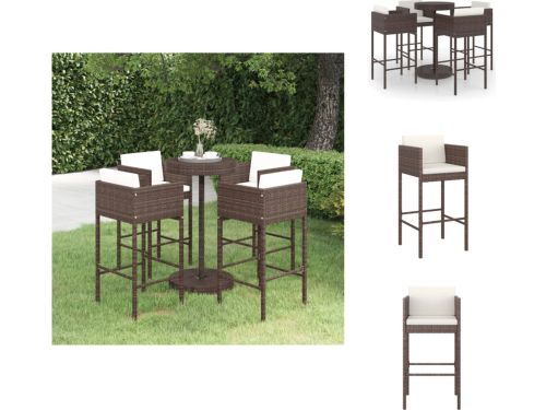 vidaXL Barset Tuin - PE rattan - Bruin - 75.5