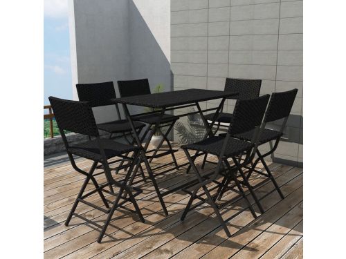 vidaXL Barset - Tuinmeubilair - 7-delige Tuinset inklapbaar staal poly