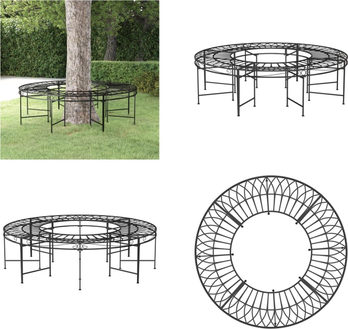 vidaxl boombank rond Ø160 cm staal zwart boombank