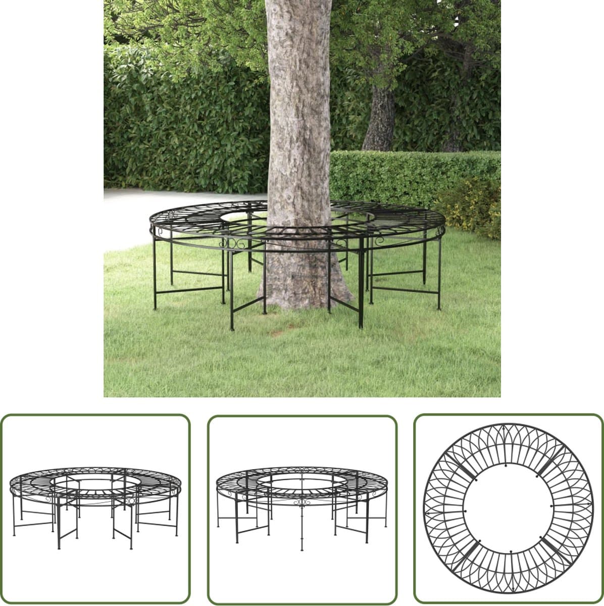 vidaxl boombank rond Ø160 cm staal zwart boombank
