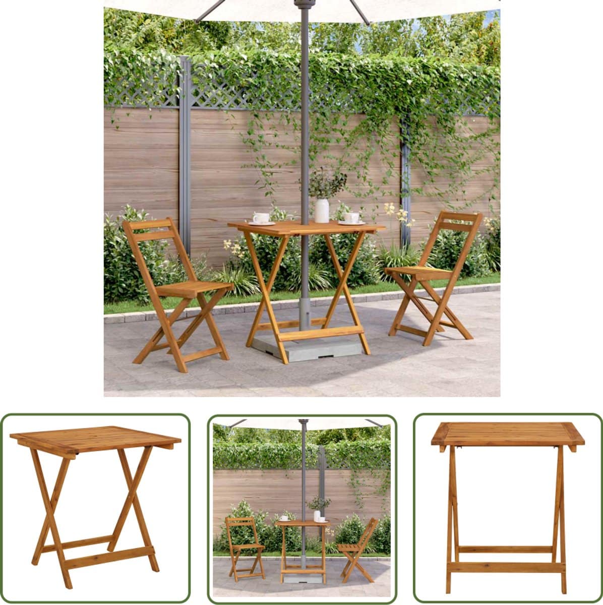 vidaxl buitentafel tuin tafel tuintafel inklapbaar 70x70x75 cm