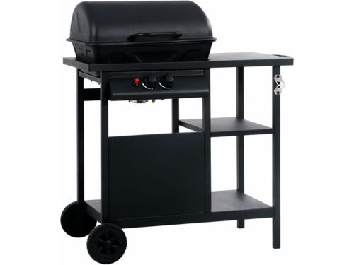 vidaXL Gasbarbecue met 3-laags zijtafel zwart