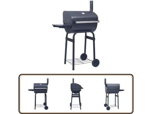 vidaXL Houtskoolbarbecue Roker Zwart - 75x48x120cm Houtkolen Bbq - Buitengrill