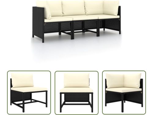 vidaXL Lounge Bank - Tuinbank - Tuinbank 3-zits met kussens