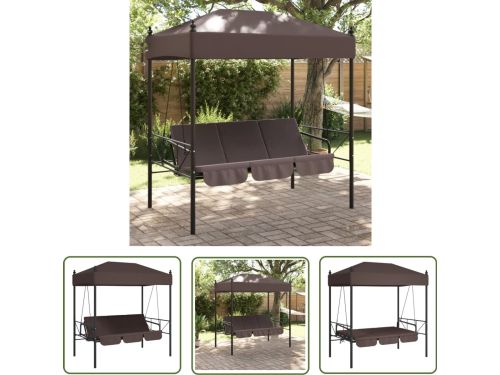 vidaXL Lounge Stoel - Schommelbank - Schommelbank met luifel staal