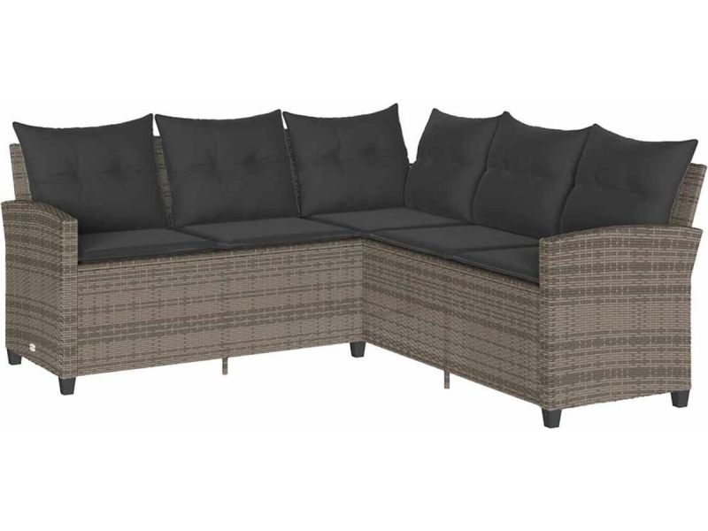 vidaXL Loungebank - L-vormig - Grijs - Inclusief Kussens