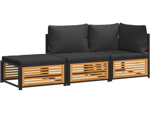 vidaXL Loungeset 3-delig - Acaciahout - Inclusief Kussens Hoeken Bank