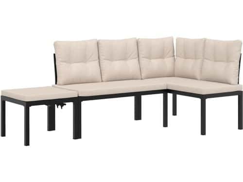 vidaXL Loungeset - 3-delig - Staal - Zwart Tuinstoel