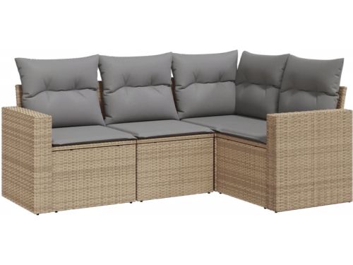 vidaXL Loungeset - 4-delig - Beige - Inclusief Kussens Tuinstoel