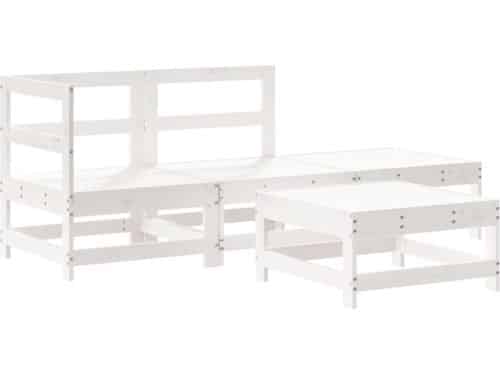 vidaXL Loungeset - 4-delig - Massief grenenhout - Wit Hoeken