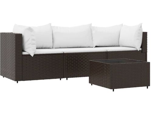 vidaXL Loungeset 4-delig - Rattan - Inclusief kussens Loungeset