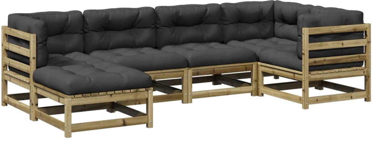 vidaxl loungeset 6 delig grenenhout met kussens hoeken bank