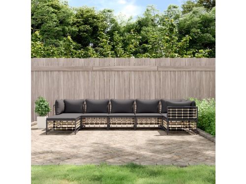 vidaXL Loungeset - 7-delig - Poly Rattan - Antraciet Hoeken