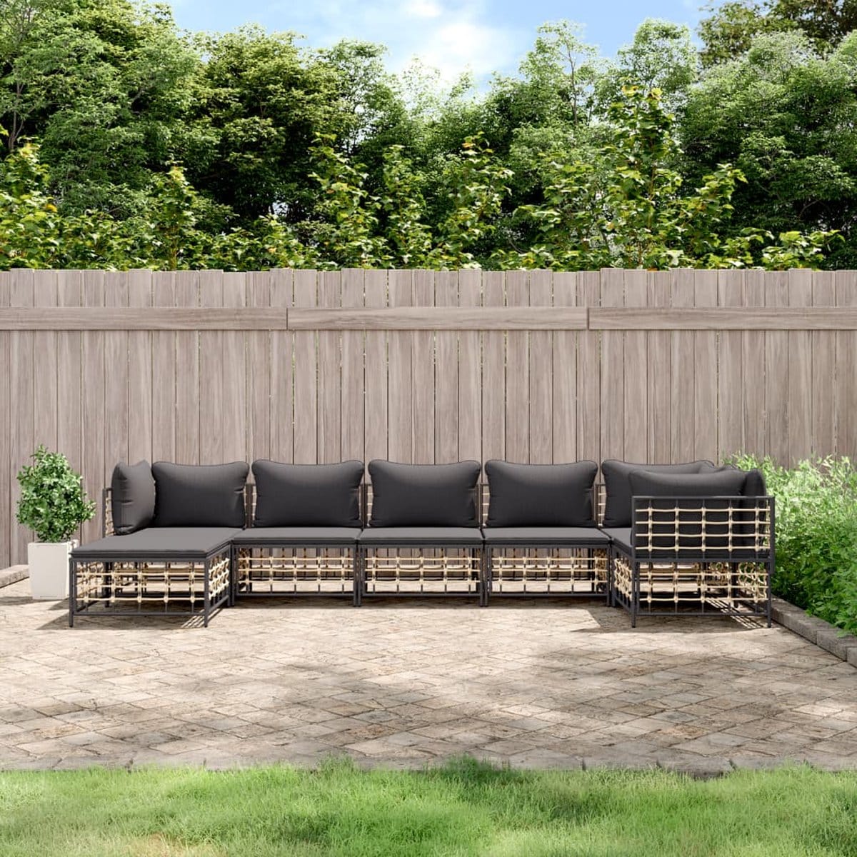 vidaxl loungeset 7 delig poly rattan antraciet hoeken